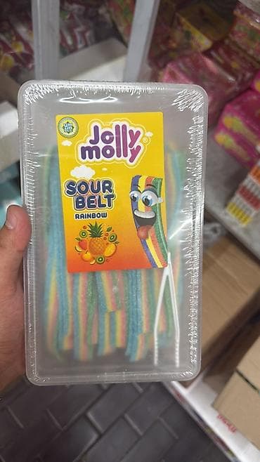 мед ош: Жевательные полоски Jolly Molly Sour Belt Rainbow - Кисло‑сладкие — 1
