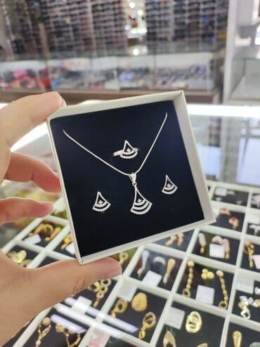 свадебные наборы ручной: Серебро 925 пробы Серебряный Комплект + цепочка Размеры имеются — 5