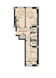 продажа квартир кок жар: 2 комнаты, 76 м², Элитка, 9 этаж, ПСО (под самоотделку) — 3