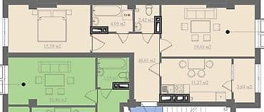 в рассрочку квартиру: 2 комнаты, 65 м², 4 этаж — 2