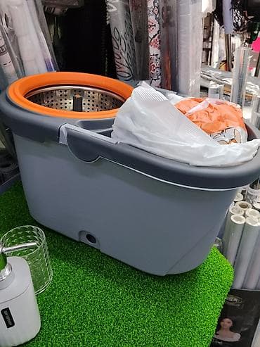Хозтовары: Ведро с центрифугой для швабры (spin-mop) - Двухсекционная — 1