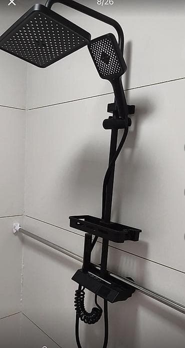 для уборки: Душевая система с верхним и ручным душем, графитово‑черная, с — 7