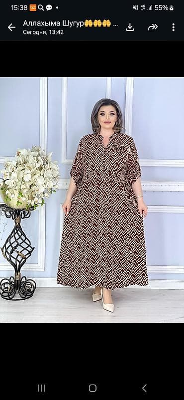 Жеке буюмдар: Платье миди свободного кроя для женщин plus size - Силуэт — 4