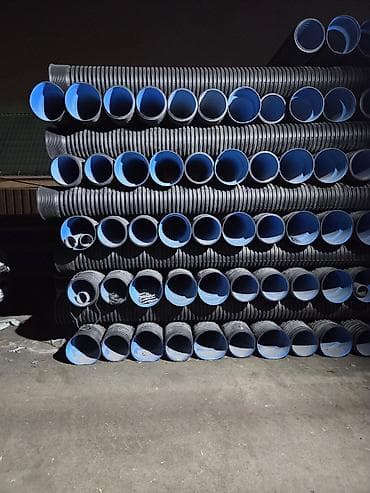 Трубы: Гофрированные двустенные полиэтиленовые трубы (черные с синим — 2