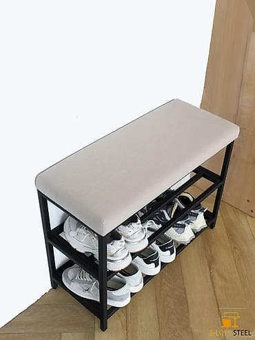 Офисная мебель: Тумба и подставка для обуви, Железо, цвет - Серый — 2