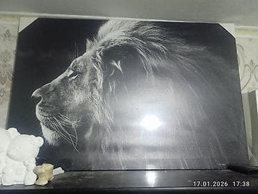 Сундуки: Картина-постер «Профиль льва», черно-белая. - Сюжет: крупный план — 1