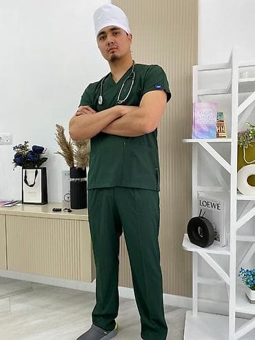 Медтовары: Медицинский костюм (scrubs) унисекс - Комплект: топ с V-образным — 4