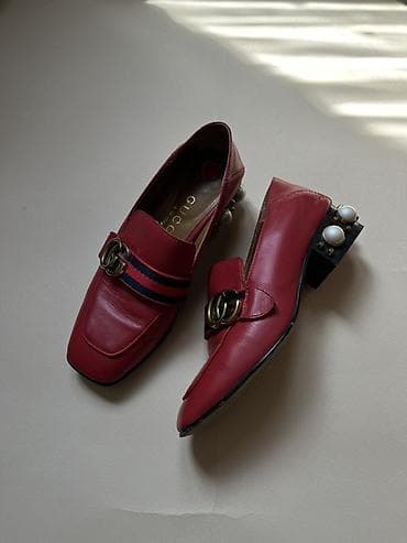 кеды gucci: Лоферы, 38, Gucci, Б/у, цвет - Красный, Самовывоз — 2