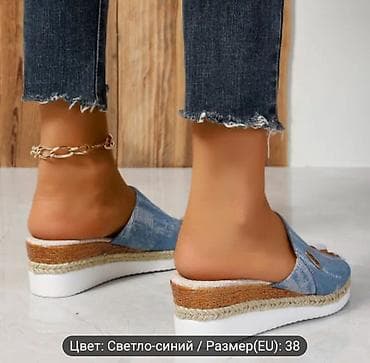 l xl: Женские джинсовые босоножки на танкетке. Очень лёгкие и удобные — 3