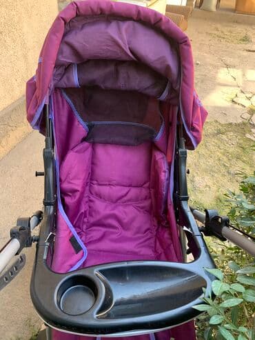 бу коляски для новорожденных: Коляска, цвет - Фиолетовый, Б/у — 3