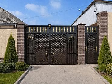 Распашные ворота: Стальные уличные ворота для частного дома - Материал: сталь — 7