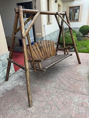 качели из дерева: Садовые качели Дерево, Со спинкой, Без крыши — 1