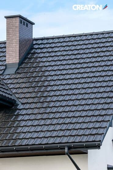 Керамическая черепица CREATON (гладкая волна), цвет графит/антрацит