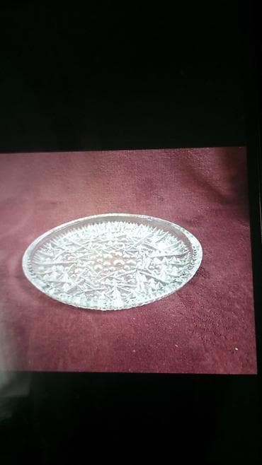 Хрустальная тарелка/блюдо из прозрачного стекла с глубоким гранёным