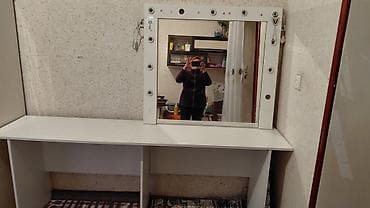 Даараткана үчүн үстөл, Күзгүсү менен, түсү - Ак — 1