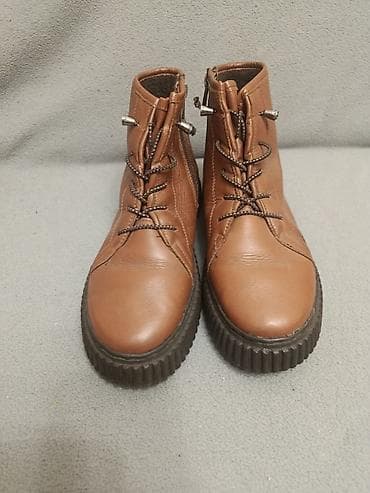 Ботинки коричневые, натуральная кожа утеплённые 38 размер, фабричные