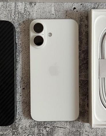 iphone 12: IPhone 16, Б/у, 256 ГБ, Белый, Коробка, 89 % — 2