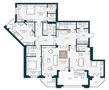 pro group: 4 комнаты, 145 м², Элитка, 3 этаж, Готовая ПСО (под самоотделку) — 2