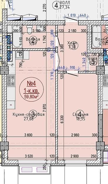 2 8: 2 комнаты, 59 м², Элитка, 9 этаж, Готовая ПСО (под самоотделку) — 2