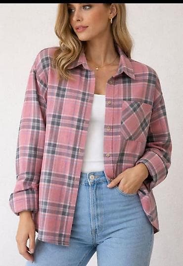 свитер оверсайз: Рубашка, Оверсайз, В клетку, Made in KG — 2