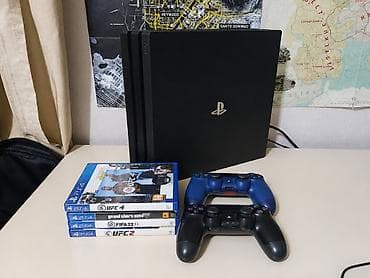 PlayStation 4 Pro + 2 DualShock 4 + 3 диска: GTA V, FIFA 22, UFC 2 lalafo.kg да PlayStation 4 Pro + 2 DualShock 4 + 3 диска: GTA V, FIFA 22, UFC 2