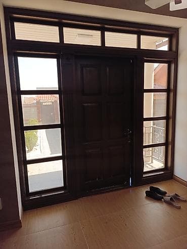 для окон: Двери для домов и квартир, Деревянная, Трехстворчатая, Со стеклом, цвет - Коричневый — 8