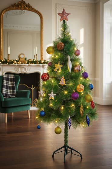 продам насос для скважины: Искусственная новогодняя ёлка с декором и гирляндой - Компактная — 1