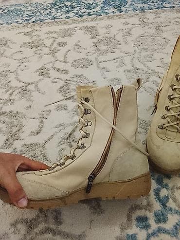 кирзовый сапог: Берцы BISON, песочный цвет. - Высокая шнуровка + боковая молния на — 2