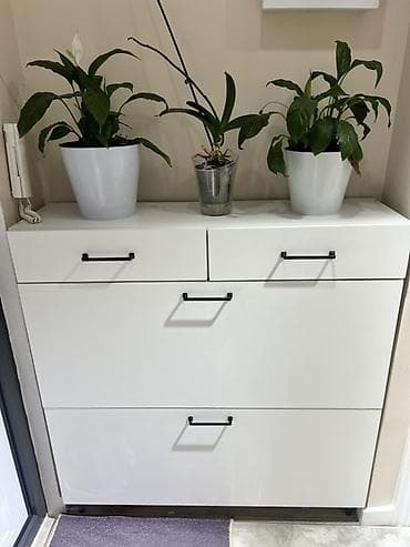 тумба: Узкий шкаф для обуви с откидными секциями - Цвет: белый, матовый. - — 2