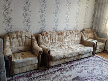 мебель в гостинную: СРОЧНО!!! Мягкий гарнитур для гостиной: диван + 2 кресла - — 1