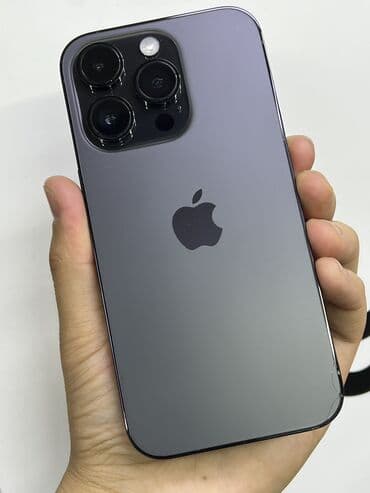 IPhone 14 Pro, Б/у, 128 ГБ, Черный, Защитное стекло, Чехол, 85 %