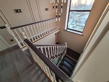 ленточный фундамент: Металлическая лестница Для дома, Форма лестницы: Г-образная, Стиль: Классический — 8