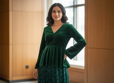 Атайын кийим: Изумрудное вечернее платье-комбинация из двух фактур: - Верх из — 1