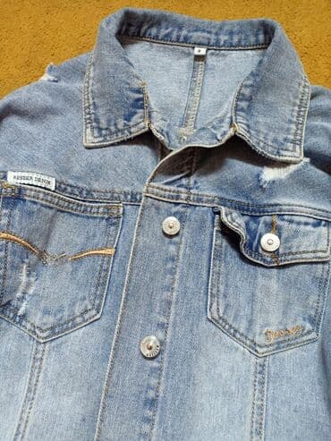 куртка рубашка: Рубашка, цвет - Голубой, Б/у — 3