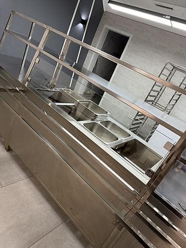 бутка мороженое: Линия раздачи для столовой/кафе из нержавеющей стали. Длина 4,10 м — 4