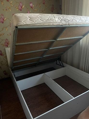 настенные: Кровать с подъемным механизмом и большим коробом для хранения. - — 2