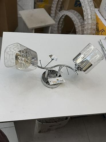 study lamp: Люстра двух рожковая - Дизайн: изогнутая хромированная планка с — 3