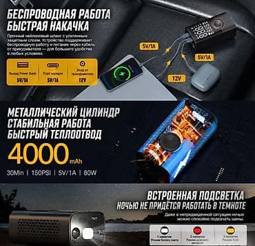переносной кондиционер для машины: Портативный автомобильный компрессор с аккумулятором Car Air Pump — 9