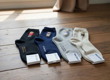 купить пуховик в бишкеке: Корея Носки с вышивкой «медвежата» — набор однотонных пар средней — 1