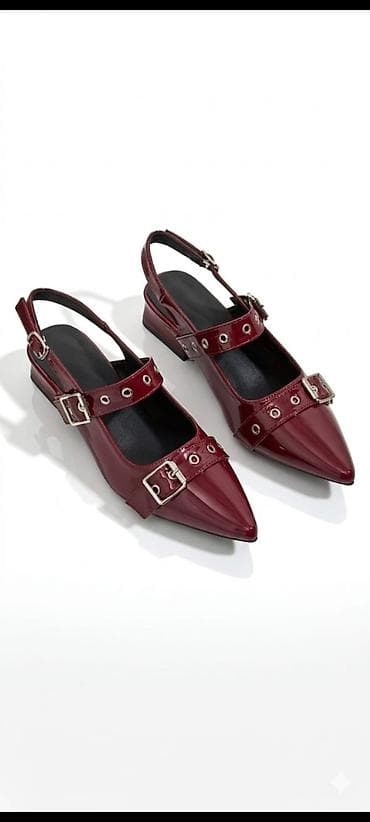 Туфли: Размеры с 37-42. Лаковые женские туфли slingback с острым мысом — 4