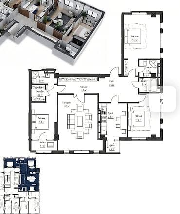 mega hous: 4 комнаты, 149 м², Элитка, 6 этаж, Готовая ПСО (под самоотделку) — 4
