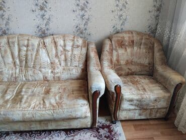 мебель в гостинную: СРОЧНО!!! Мягкий гарнитур для гостиной: диван + 2 кресла - — 4