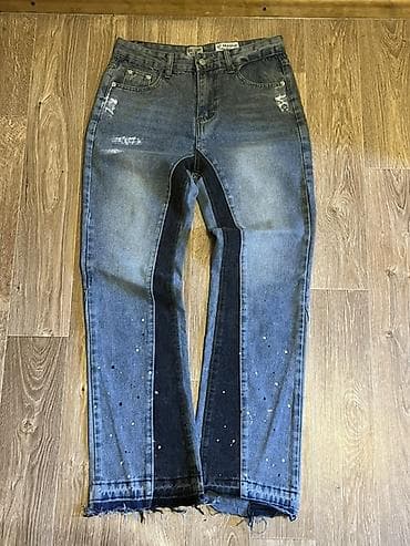 полузамок zara: Flared Джинсы Gallery Dept. - Модель: прямой крой с контрастными — 1