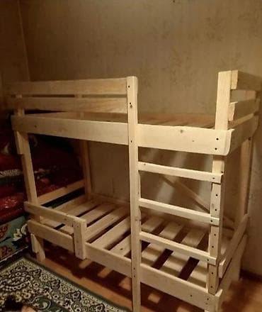 Двухъярусная кровать из натуральной древесины - Материал: массив