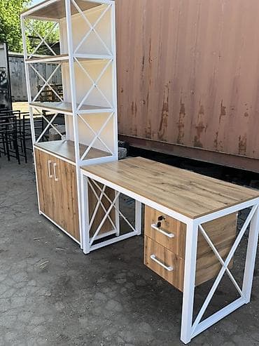 office table: Комплект офисной мебели, Новый, Полка, Металл, Самовывоз, Платная доставка, цвет - Белый — 1