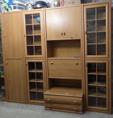 шкафы для офис: Гарнитур для зала, Б/у, Шкаф, ДСП, Самовывоз, цвет - Коричневый — 3