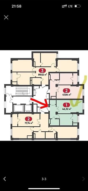artwin: 1 комната, 46 м², Элитка, 9 этаж, Готовая ПСО (под самоотделку) — 7