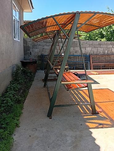 письменный стол на двоих: Садовые качели Металл, Со спинкой, С крышей — 7