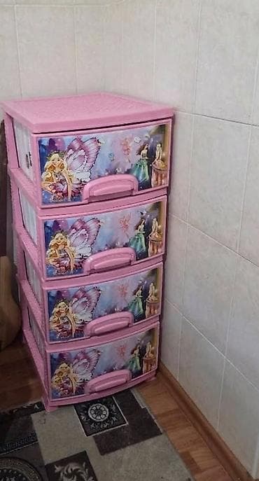 Дом и сад: Комод пластиковый для детской, 4 выдвижных ящика. - Цвет: розовый — 1