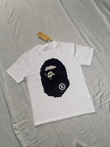 черная рубашка: Белая футболка Bape - Цвет: белый - Принт: крупное черное графическое — 1
